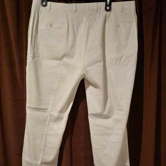 Mens Calvin Klein White Linen Pants - Picture 2 of 6